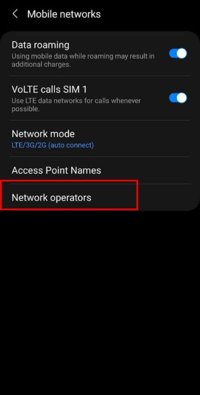 Select-the-Network-operators-option-519x1024-1 إصلاح مشكلة مكالمات الطوارئ فقط وعدم وجود الخدمة على Android