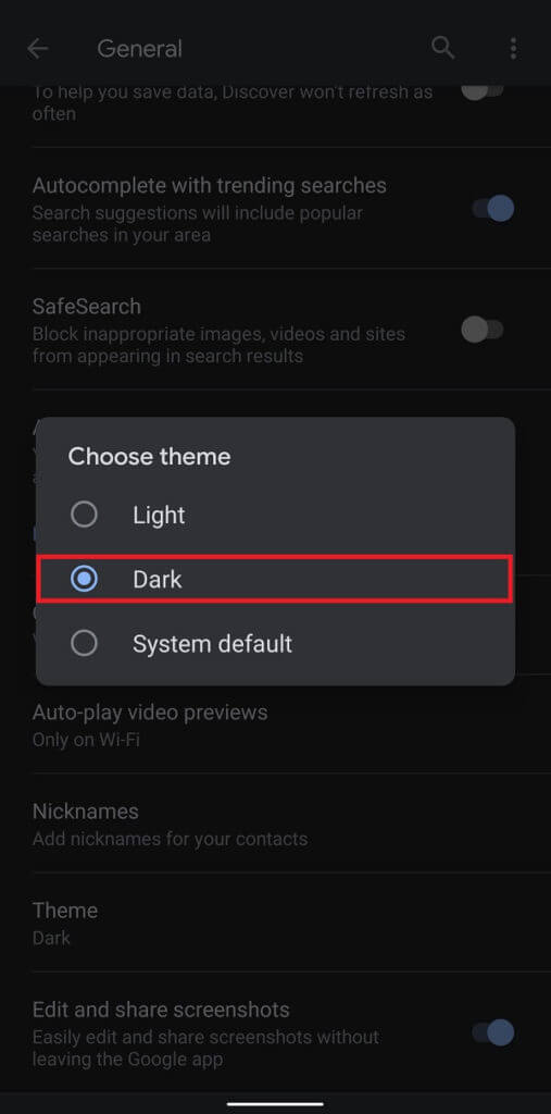 Select-the-option-titled-‘Dark-to-enable-dark-mode-in-Google-assistant-507x1024-1 كيفية تمكين الوضع الداكن في Google Assistant