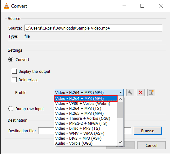 Select-your-desired-output-profile. 3 طرق لإزالة الصوت من الفيديو في نظام التشغيل Windows 10