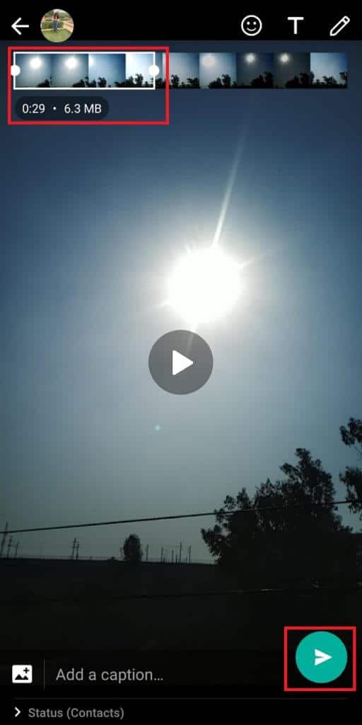 Swipe-up-and-choose-the-video-that-you-wish-to-trim.-512x1024-1 كيفية نشر أو تحميل مقطع فيديو طويل على حالة Whatsapp؟