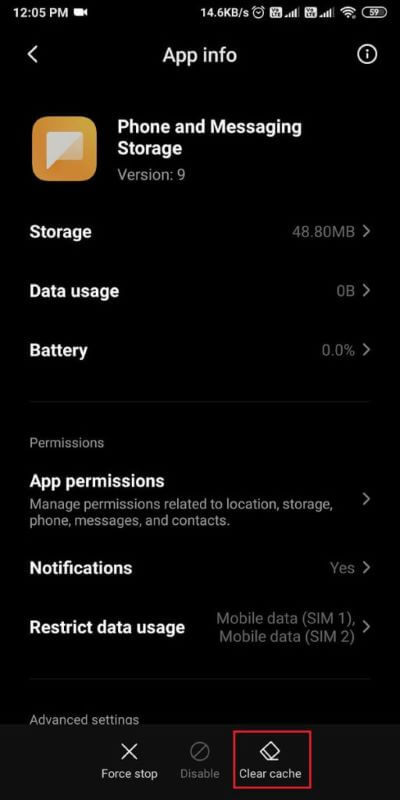 Tap-on-Clear-cache-from-the-bottom-of-the-screen.-512x1024-1 9 طرق لإصلاح خطأ الرسالة غير المرسلة على Android