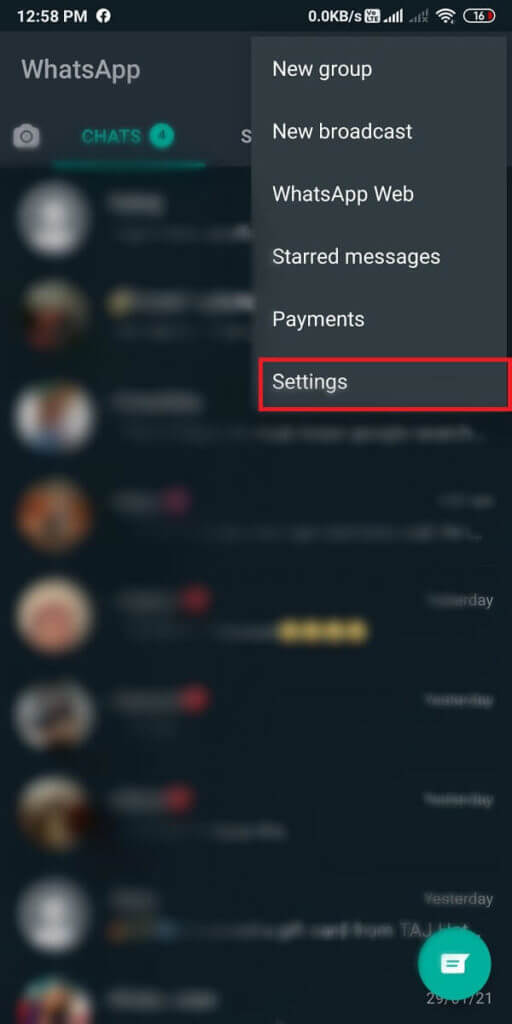 Tap-on-Settings.-512x1024-1 كيفية كتم صوت مكالمات Whatsapp على Android؟