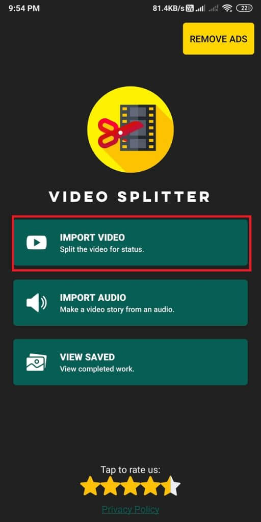 Tap-on-import-video-and-select-the-video-that-you-wish-to-trim-512x1024-1 كيفية نشر أو تحميل مقطع فيديو طويل على حالة Whatsapp؟
