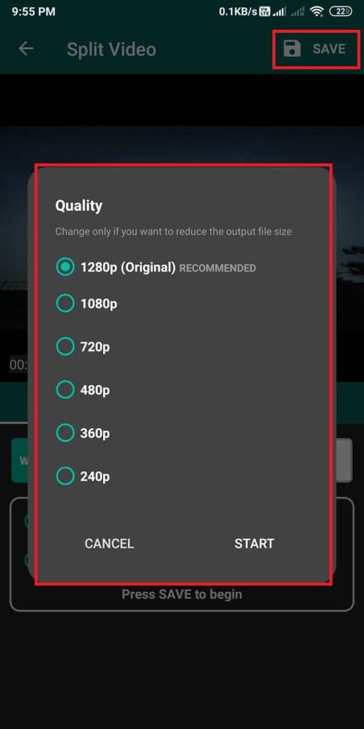 Tap-on-save-at-the-top-right-corner-of-the-screen-512x1024-1 كيفية نشر أو تحميل مقطع فيديو طويل على حالة Whatsapp؟