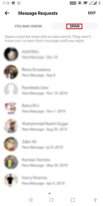 Tap-on-the-spam-tab.-512x1024-1 كيفية تجاهل وإلغاء تجاهل الرسائل على Messenger