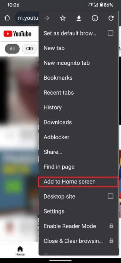 Tap-on-the-‘Add-to-Home-screen-option.-473x1024-1 3 طرق لمنع إعلانات YouTube على Android