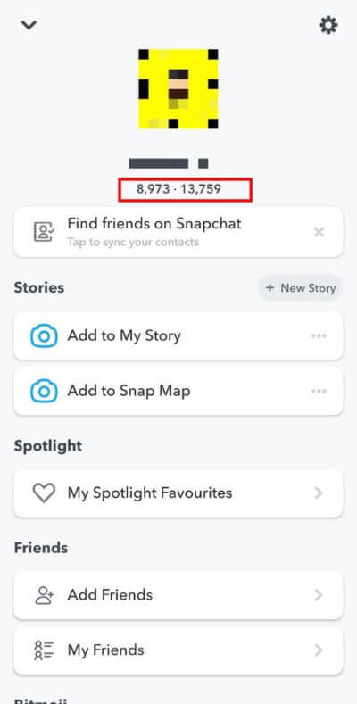 Tap-on-this-number-to-view-the-number-of-sent-snaps-compared-to-the-number-of-received-snaps-519x1024-1 كيفية زيادة نقاط Snapchat الخاصة بك