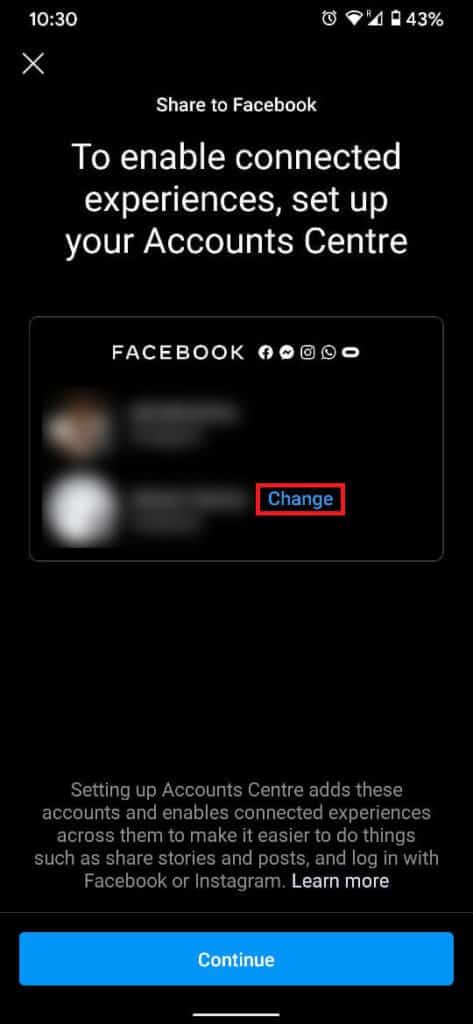 Tap-on-‘Change-to-create-or-log-in-to-a-new-account.-473x1024-1 إصلاح خطأ - عذرا ، كانت هناك مشكلة في طلبك على Instagram