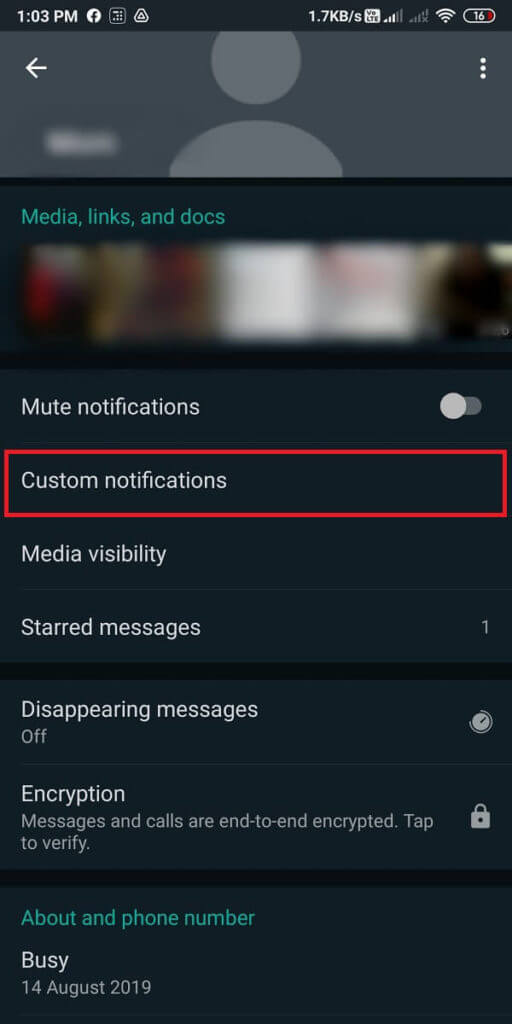 Tap-on-‘Custom-notifications.-512x1024-1 كيفية كتم صوت مكالمات Whatsapp على Android؟