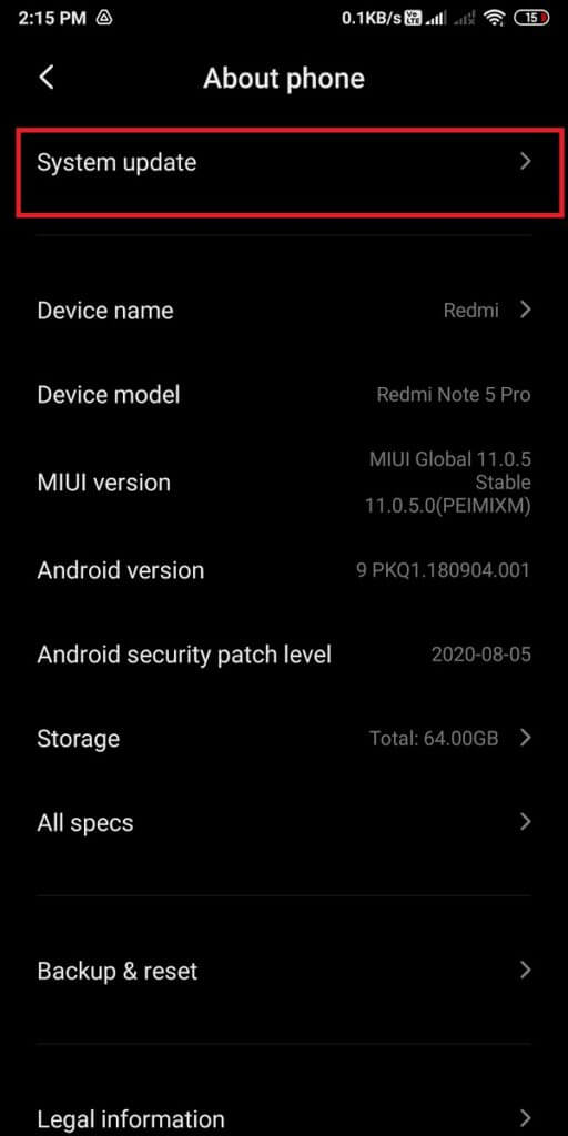 Tap-on-‘System-update.-512x1024-1 إصلاح تعذر تنزيل التطبيقات على هاتف Android الخاص بك