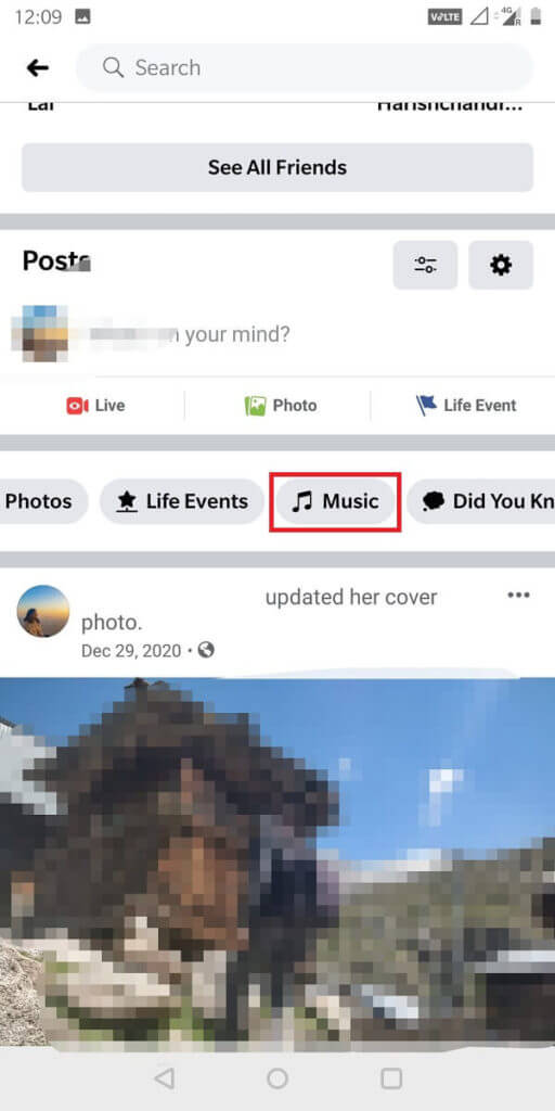 There-you-will-find-music-card-tab.-Tap-on-it.-512x1024-1 كيفية إضافة الموسيقى إلى ملفك الشخصي على Facebook