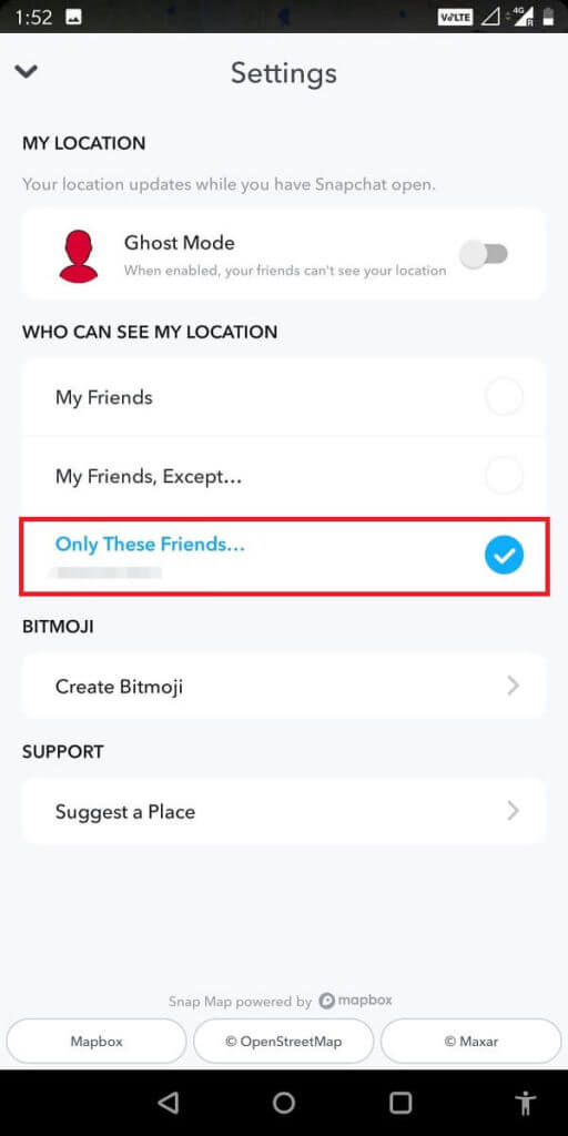 Theres-an-option-of-Who-can-see-my-location.-Under-this-tap-Only-These-Friends.-1-512x1024-1 هل لدى سناب شات Snapchat حد للأصدقاء؟ ما هو حد الأصدقاء على Snapchat؟
