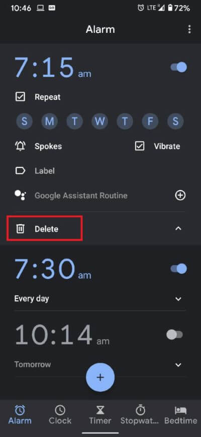 This-will-reveal-the-options-associated-with-that-particular-alarm.-On-the-bottom-tap-on-Delete-to-cancel-the-alarm.-473x1024-1 كيفية إلغاء إنذار المنبه على Android