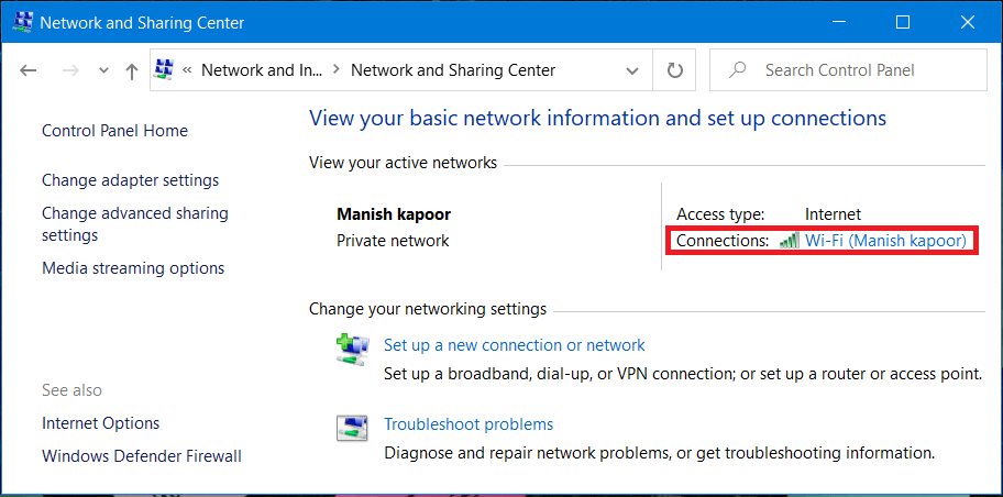 Under-Network-and-sharing-center-Double-click-and-select-Properties 7 طرق لإصلاح خطأ اتصال عدم وجود في المسار Discord RTC