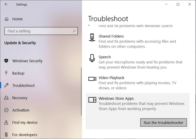 Under-Windows-Store-Apps-click-on-Run-the-troubleshooter-768x543-1 كيفية إصلاح مشكلة بطئ التنزيل لمتجر Microsoft؟