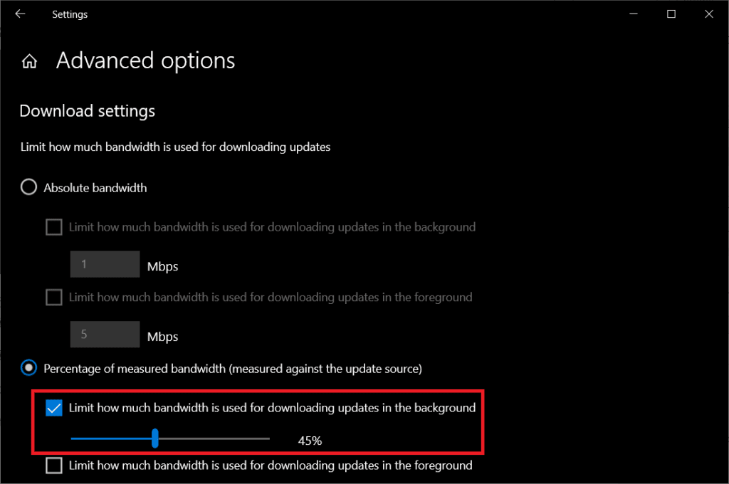 Under-the-‘Download-settings-option-look-for-Percentage-of-measured-bandwitch-1024x680-1 كيفية إصلاح مشكلة بطئ التنزيل لمتجر Microsoft؟