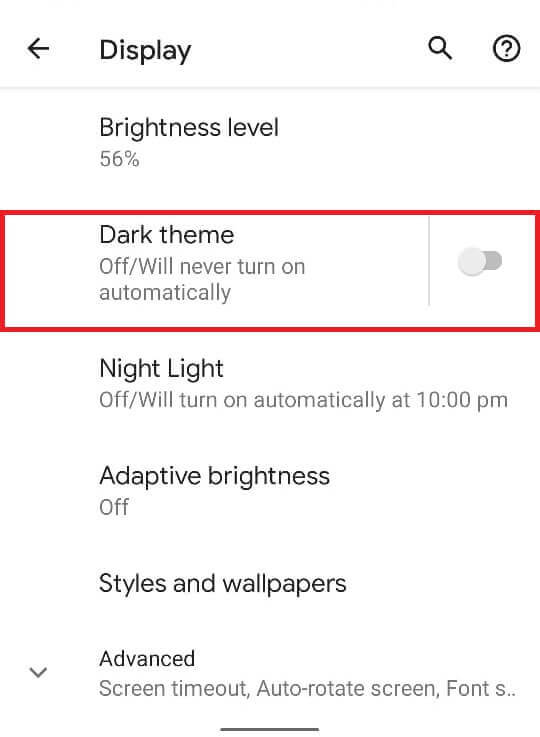 Within-the-‘Display-menu-toggle-on-the-switch-named-‘Dark-theme كيفية تمكين الوضع الداكن في Google Assistant