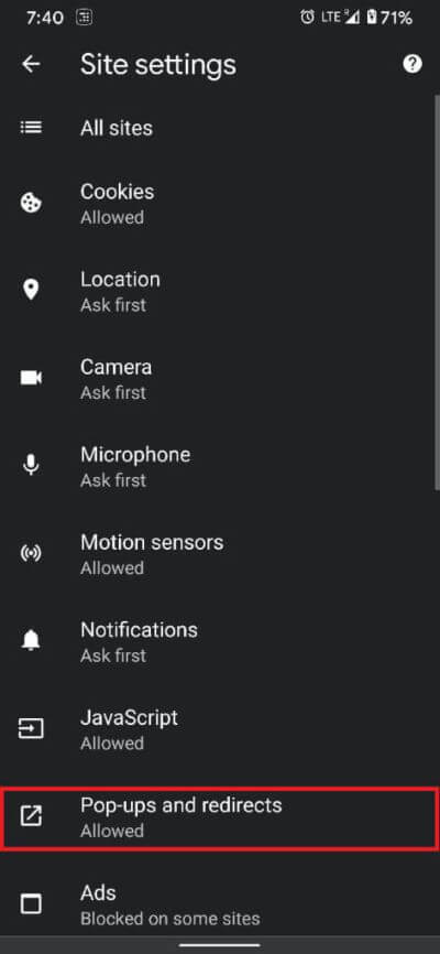 Within-the-‘Site-Settings-menu-tap-on-the-‘Pop-ups-and-redirects-option.-473x1024-1 كيفية إيقاف الإعلانات المنبثقة على نظام Android