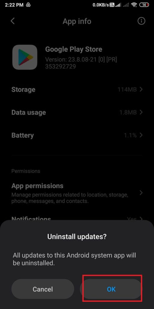 a-window-will-pop-up-select-‘Ok-to-confirm-your-action.-512x1024-1 إصلاح تعذر تنزيل التطبيقات على هاتف Android الخاص بك