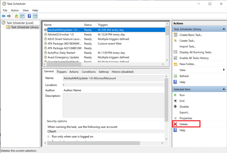 click-on-the-Delete-option-under-the-Selected-item.-768x517-1 إصلاح خطأ برامج Adobe التي تستخدمها غير أصلية