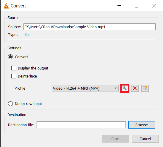 click-on-the-tiny-tool-icon-to-edit-the-selected-conversion-profile.- 3 طرق لإزالة الصوت من الفيديو في نظام التشغيل Windows 10