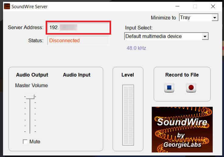 find-the-server-address-on-the-computer-application كيفية استخدام هاتف Android كمكبر صوت للكمبيوتر الشخصي أو التلفزيون