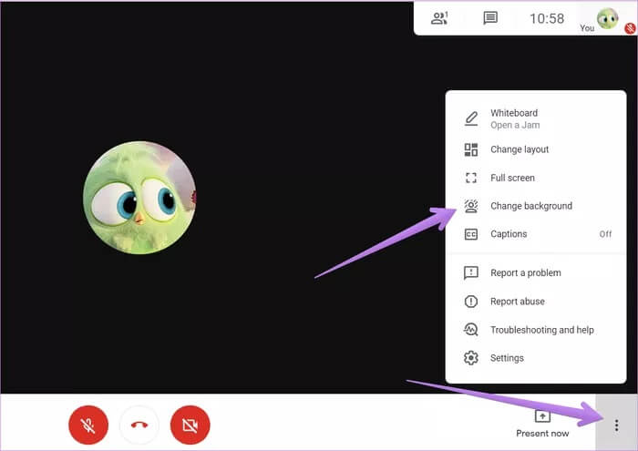 How to change background on google meet on phone