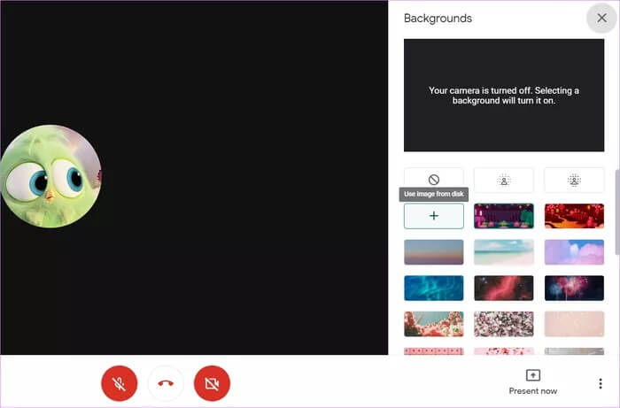 How to add background in google meet