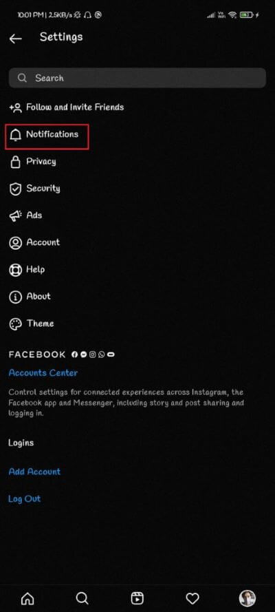 select-the-Notifications-option.-461x1024-1 كيف تمنع الناس من إضافتك إلى مجموعة Instagram
