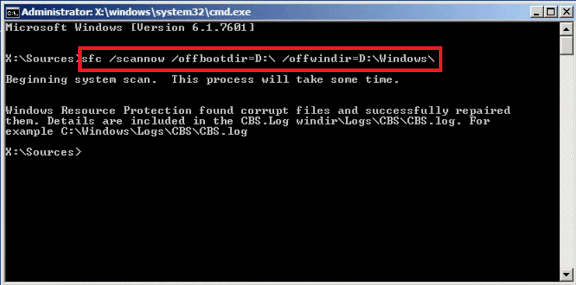 sfc-scannow-offbootdirC-offwindirCWindows إصلاح: ملف بيانات تهيئة التمهيد لا يحتوي على معلومات صحيحة