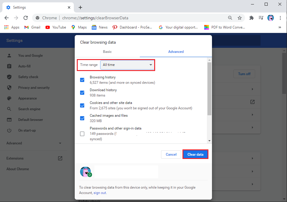 tap-on-Clear-data-from-the-bottom. كيفية إصلاح مشكلة عدم وجود صوت في Google Chrome