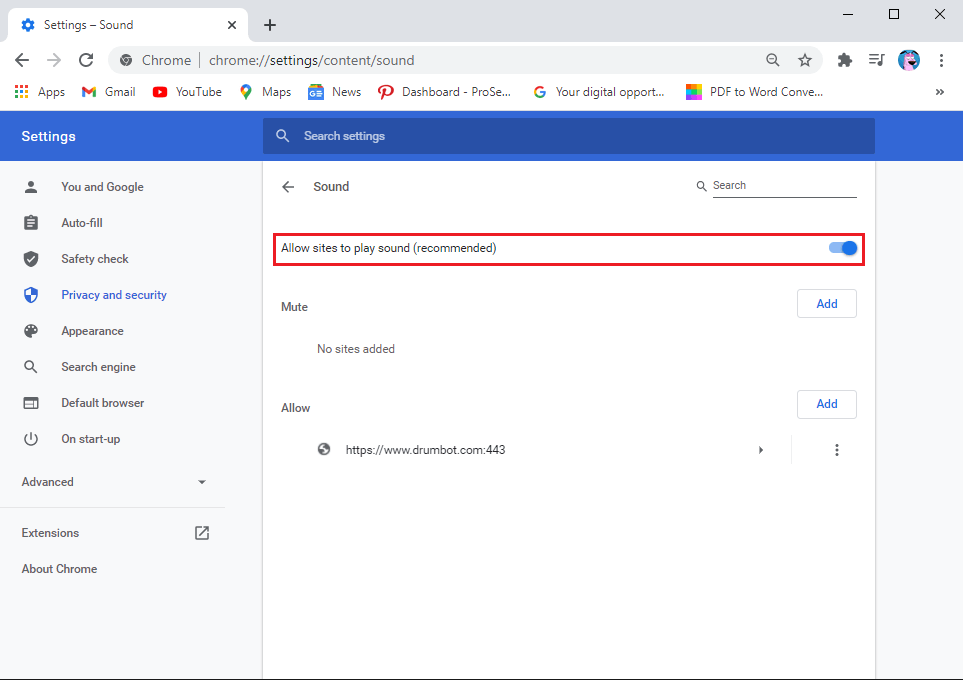 tap-on-Sound-and-ensure-that-the-toggle-next-to-‘Allow-sites-to-play-sound-recommended-is-on. كيفية إصلاح مشكلة عدم وجود صوت في Google Chrome