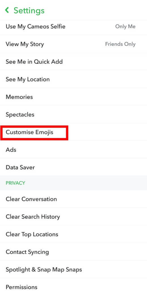 tap-on-the-Customize-Emojis-option.-519x1024-1 كيفية التخلص من أفضل الأصدقاء على Snapchat