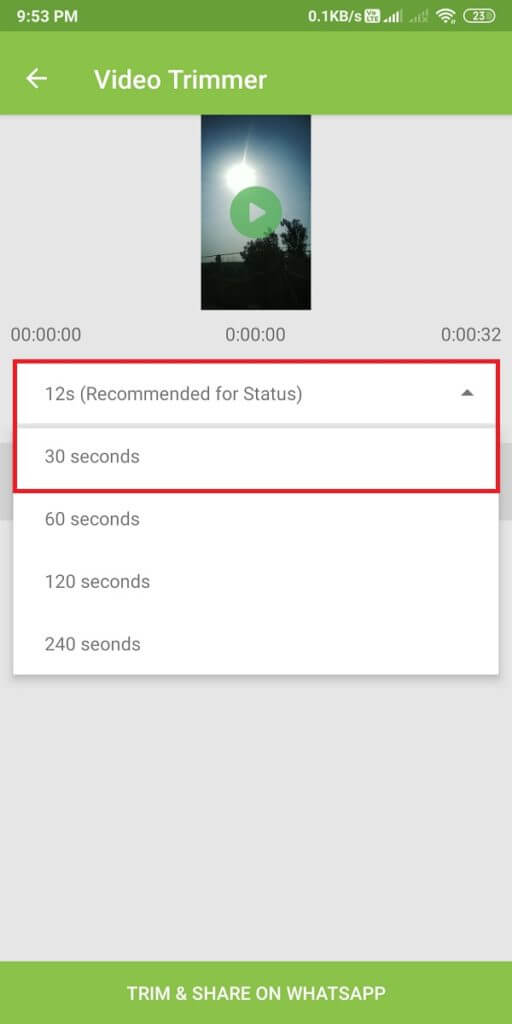 tap-on-the-duration-below-the-video-512x1024-1 كيفية نشر أو تحميل مقطع فيديو طويل على حالة Whatsapp؟