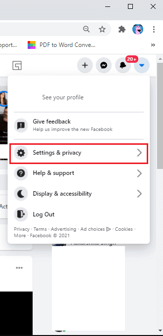 tap-onSettings-and-privacy.--e1615232754990 كيفية استرداد الصور المحذوفة من Facebook Messenger