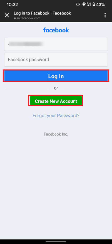 you-can-either-select-Log-In-or-Create-New-Account-On-the-Facebook-Login-page.-473x1024-1 إصلاح خطأ - عذرا ، كانت هناك مشكلة في طلبك على Instagram