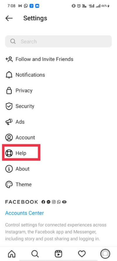 After-this-tap-on-Help.-461x1024-1 كيفية إصلاح خطأ Instagram حاول مرة أخرى في وقت لاحق