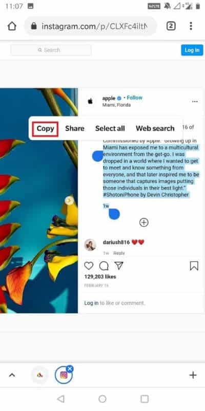 After-this-you-can-copy-the-caption-on-the-comment-by-long-tapping.-Now-you-can-paste-it-wherever-you-want-it-512x1024-1 كيفية نسخ التسميات التوضيحية والتعليقات والسيرة الذاتية على Instagram