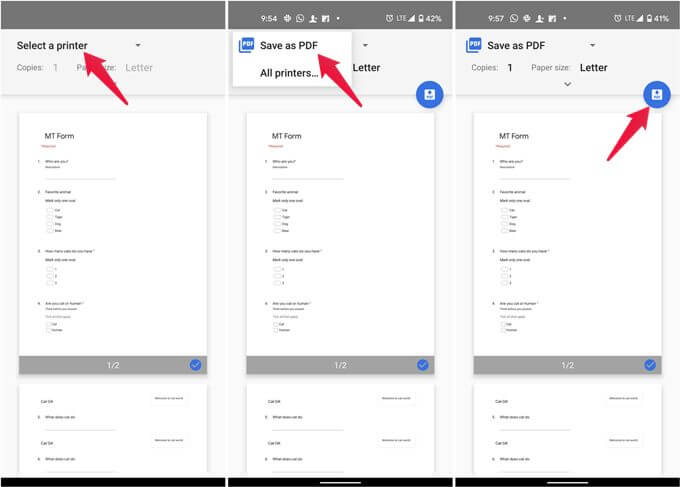 Change-Printer-Destination-to-Save-as-PDF-on-Android كيفية تحويل نماذج Google إلى PDF على أجهزة الكمبيوتر الشخصية وأجهزة Mac و Android و iPhone و iPad
