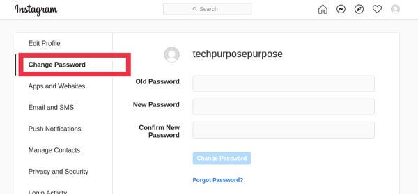 Click-Change-Password. كيفية إصلاح خطأ Instagram حاول مرة أخرى في وقت لاحق