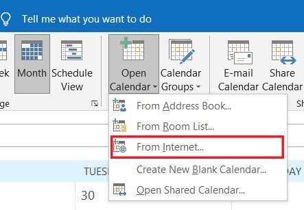 Click-on-Open-calendar-and-select-from-the-internet كيفية مزامنة تقويم Google Calendar مع Outlook