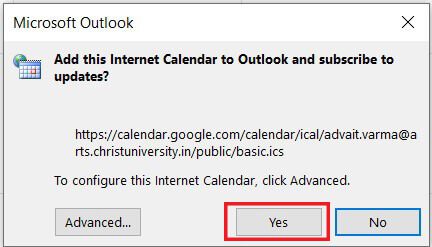 Click-on-Yes-to-complete-the-process كيفية مزامنة تقويم Google Calendar مع Outlook