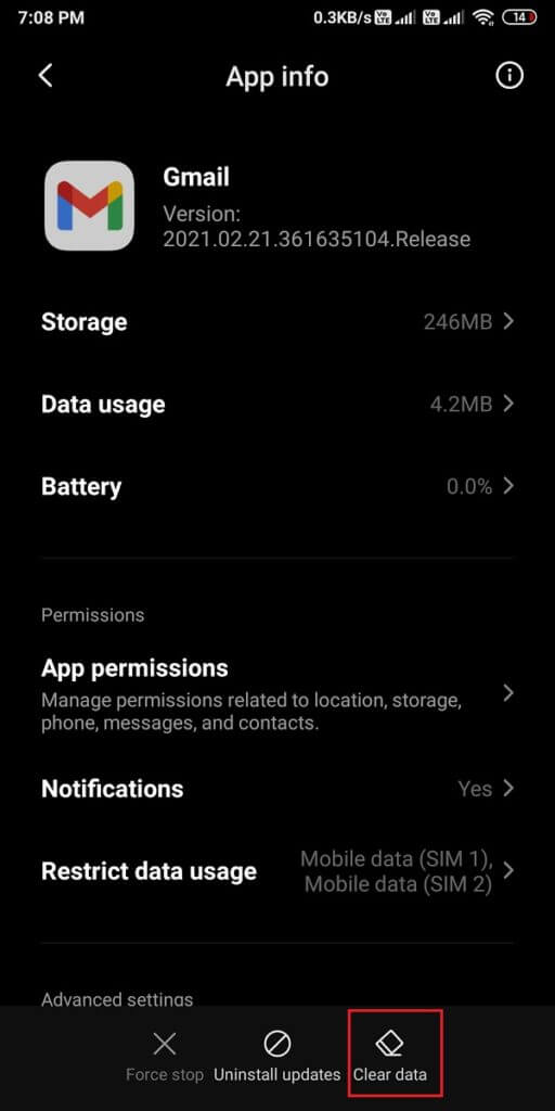 Click-on-clear-data-from-the-bottom-of-the-screen-1-512x1024-1 7 طرق لإصلاح البريد الإلكتروني عالق في علبة الصادر من Gmail