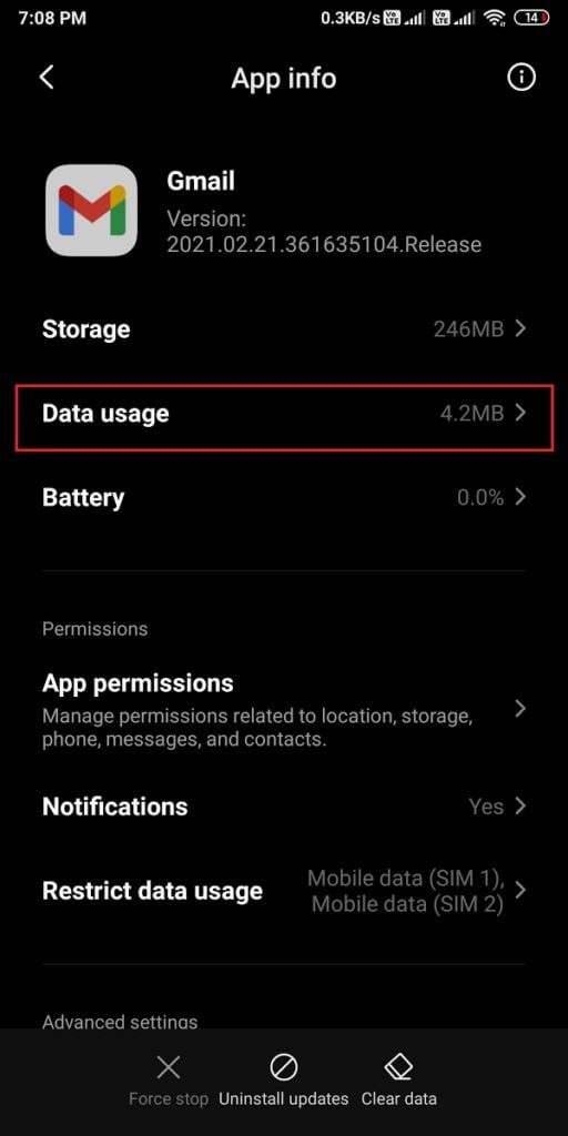 Click-on-data-usage-or-mobile-data-512x1024-1 7 طرق لإصلاح البريد الإلكتروني عالق في علبة الصادر من Gmail