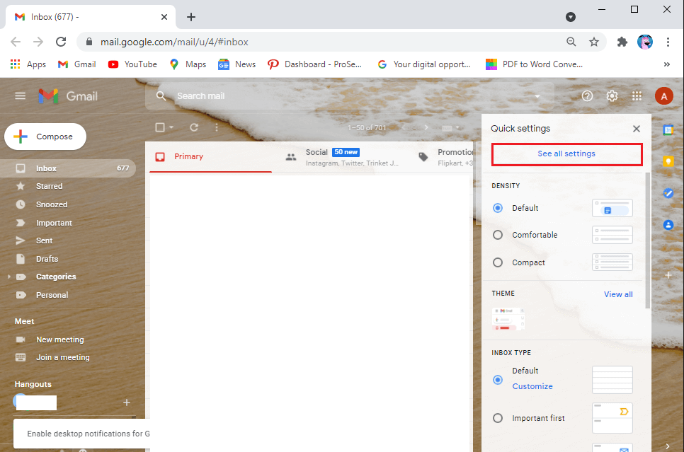 Click-on-see-all-settings 7 طرق لإصلاح البريد الإلكتروني عالق في علبة الصادر من Gmail