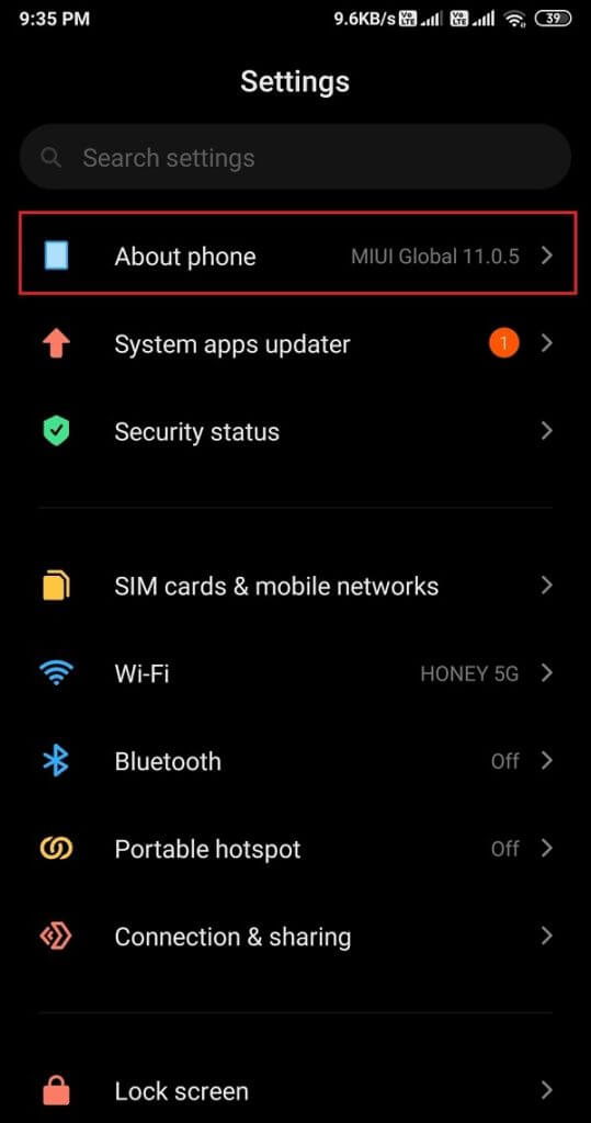 Click-on-the-about-phone-section-539x1024-1 9 طرق لإصلاح عدم عمل رسائل Instagram المباشرة