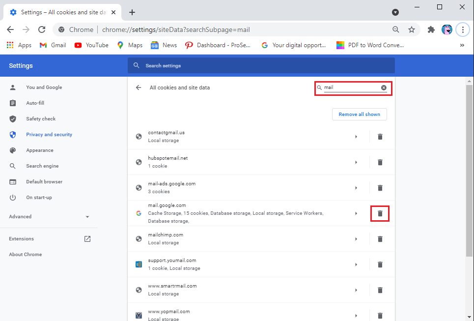 Click-on-the-bin-icon-next-to-mail.google.com_ 7 طرق لإصلاح البريد الإلكتروني عالق في علبة الصادر من Gmail