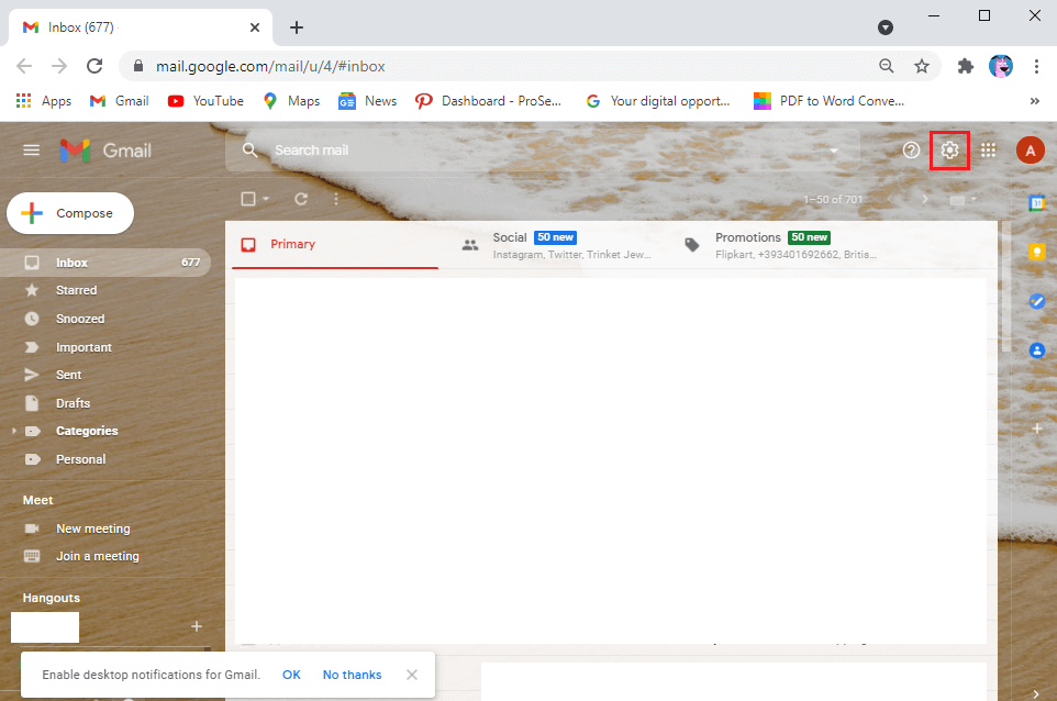 Click-on-the-gear-icon-at-the-top-right-corner-of-the-screen 7 طرق لإصلاح البريد الإلكتروني عالق في علبة الصادر من Gmail