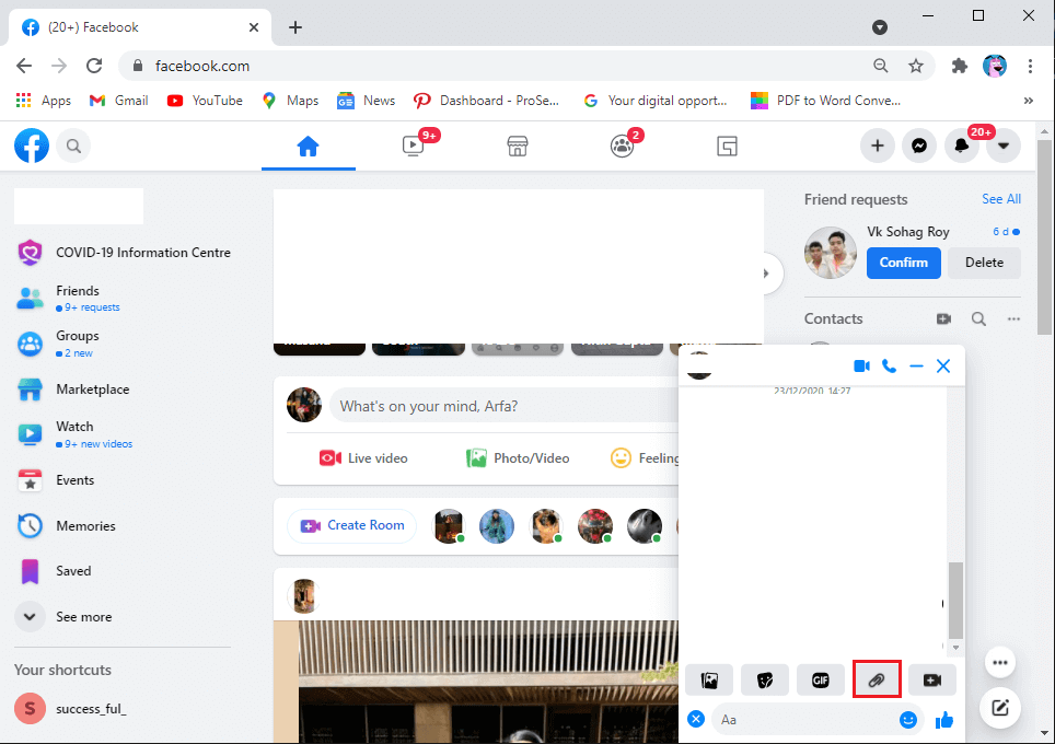 Click-on-the-paper-clip-attachment-icon-and-locate-the-MP3-music-file-from-your-computer. كيفية إرسال الموسيقى على Facebook Messenger