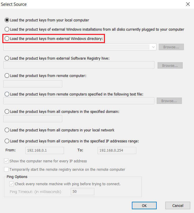 Click-on-‘Load-the-product-key-from-external-Windows-directory كيفية البحث عن Product Key مفتاح منتج Windows 10 الخاص بك